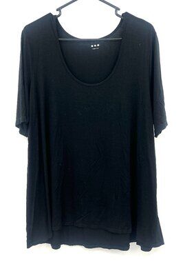 Three Dots Black Short Sleeved T-Shirt Women's XL